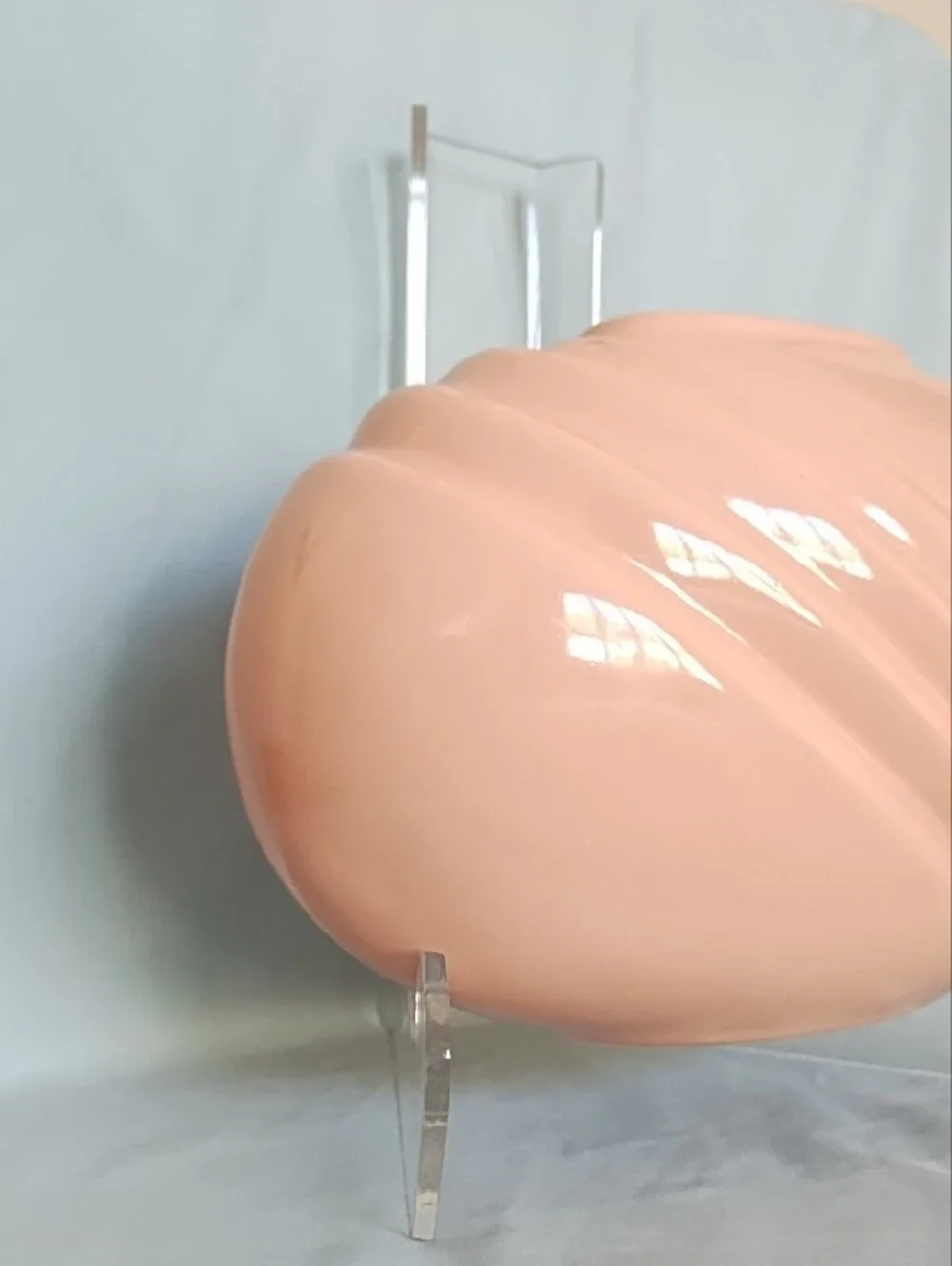 Vintage 80's Art Deco Glossy Peach Ceramic Decorative Vase Neo Deco Home Accents